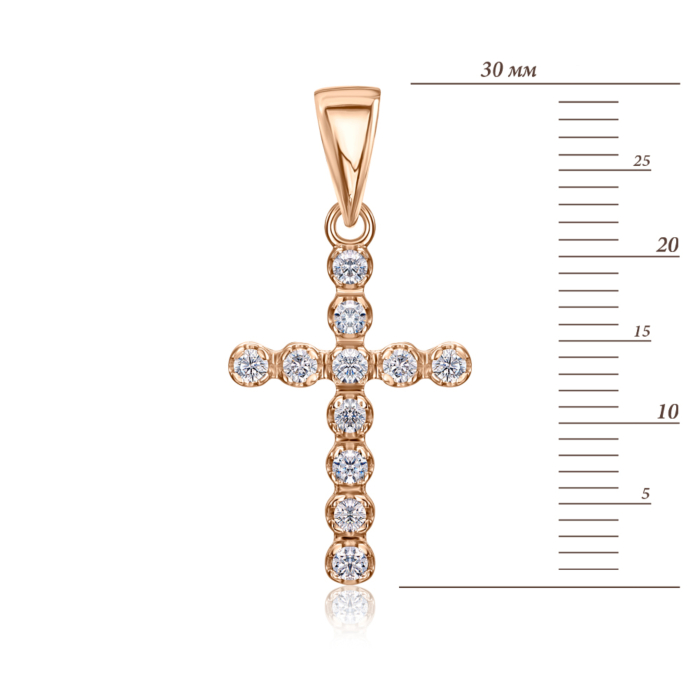 Золотой крестик с фианитами. Артикул 3801