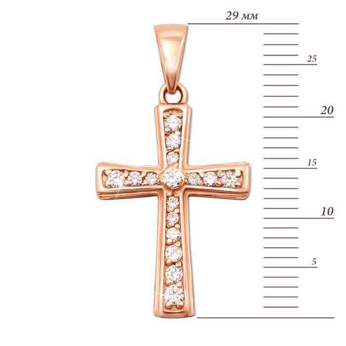 Золотий хрестик з фіанітами. Артикул 3803