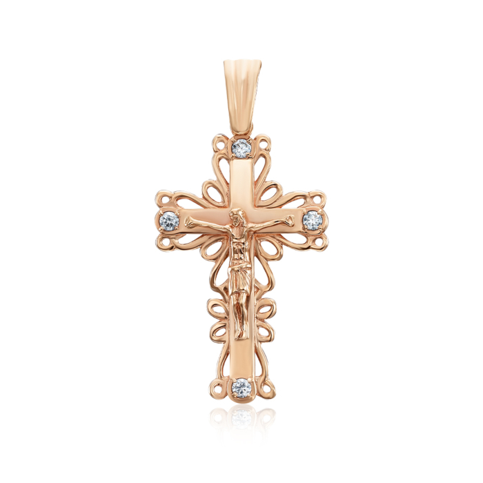 Золотий хрестик з фіанітами. Артикул 3808
