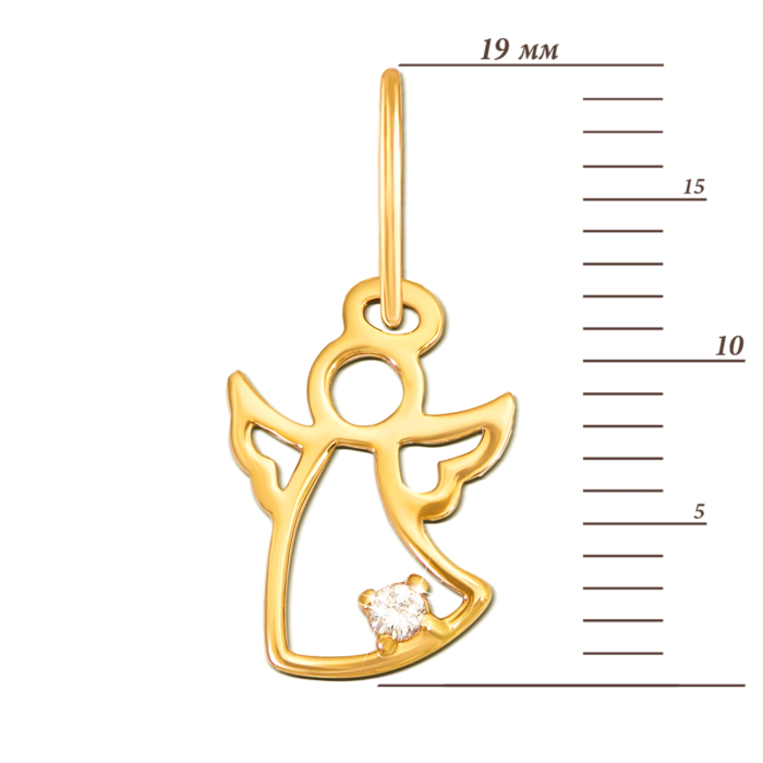 Золотая подвеска «Ангел» с фианитом. Артикул 3818/eu