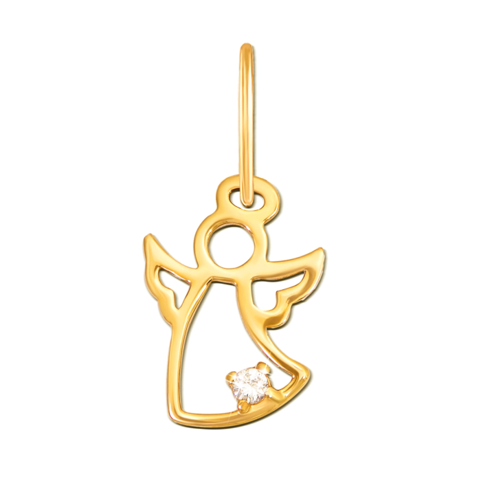 Золотая подвеска «Ангел» с фианитом. Артикул 3818/eu