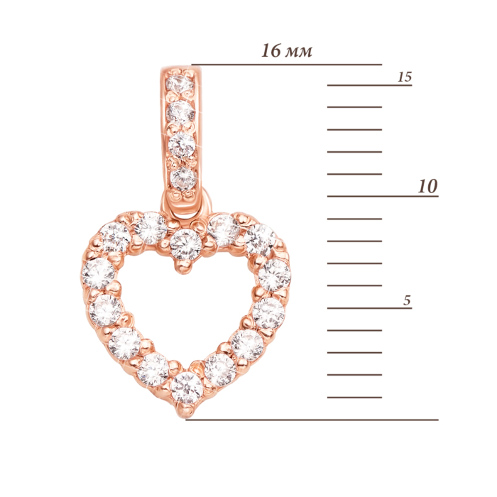 Золота підвіска «Серце» з фіанітами. Артикул 3835