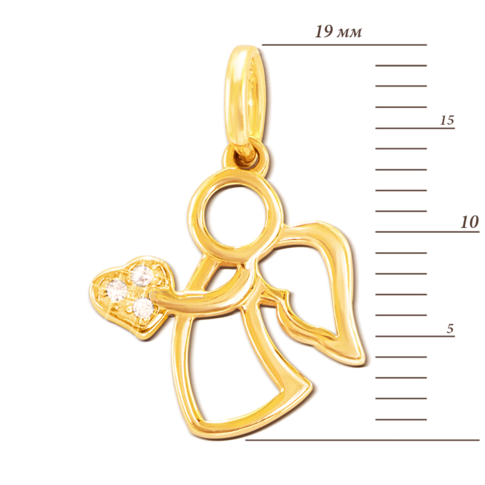 Золотая подвеска «Ангел» с фианитами. Артикул 3841/eu