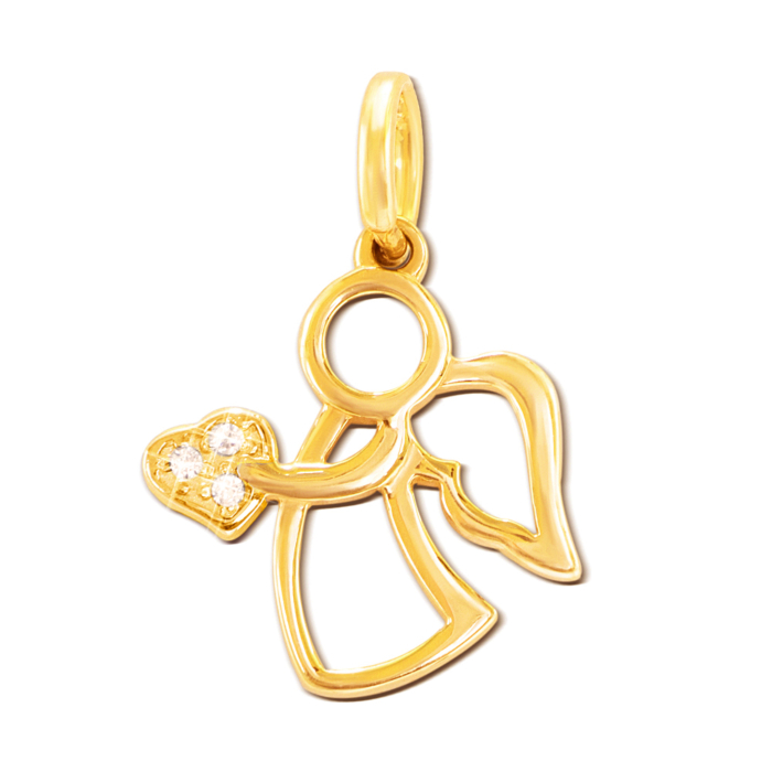 Золотая подвеска «Ангел» с фианитами. Артикул 3841/eu