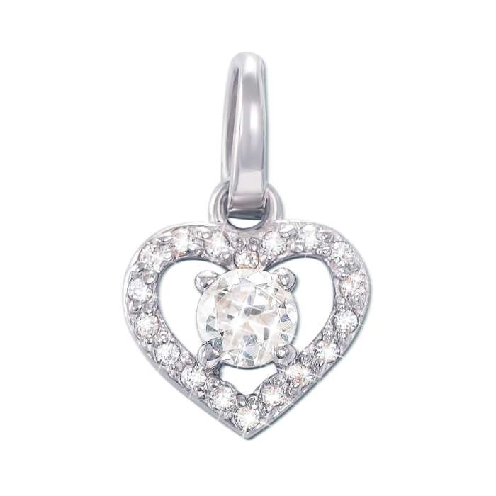 Золота підвіска «Серце» з фіанітом. Артикул 3848/б