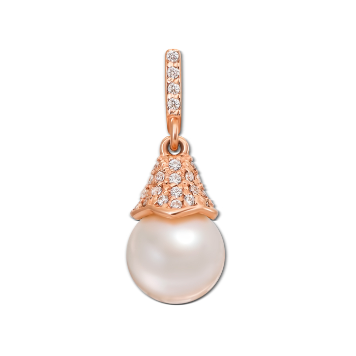 Золота підвіска з перлиною та фіанітами. Артикул 3849 с
