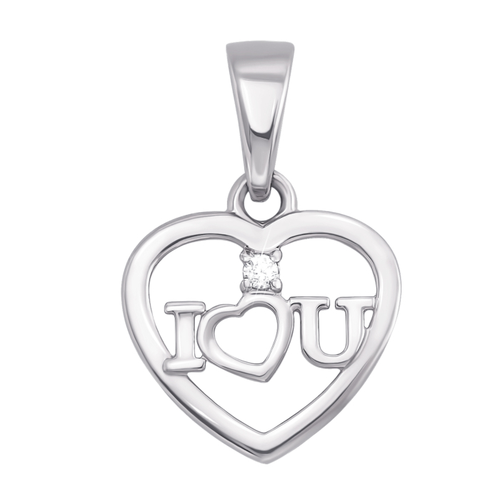 Золота підвіска «Серце» з фіанітом. Артикул 3855/б