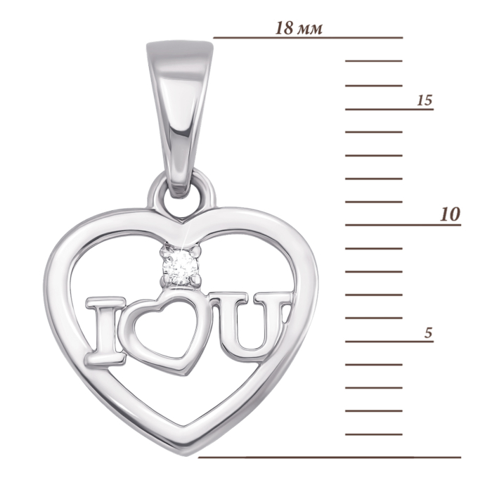 Золота підвіска «Серце» з фіанітом. Артикул 3855/б