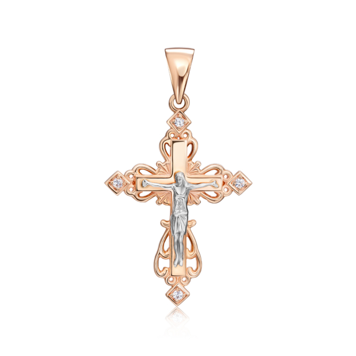 Золотий хрестик з фіанітами. Артикул 3866