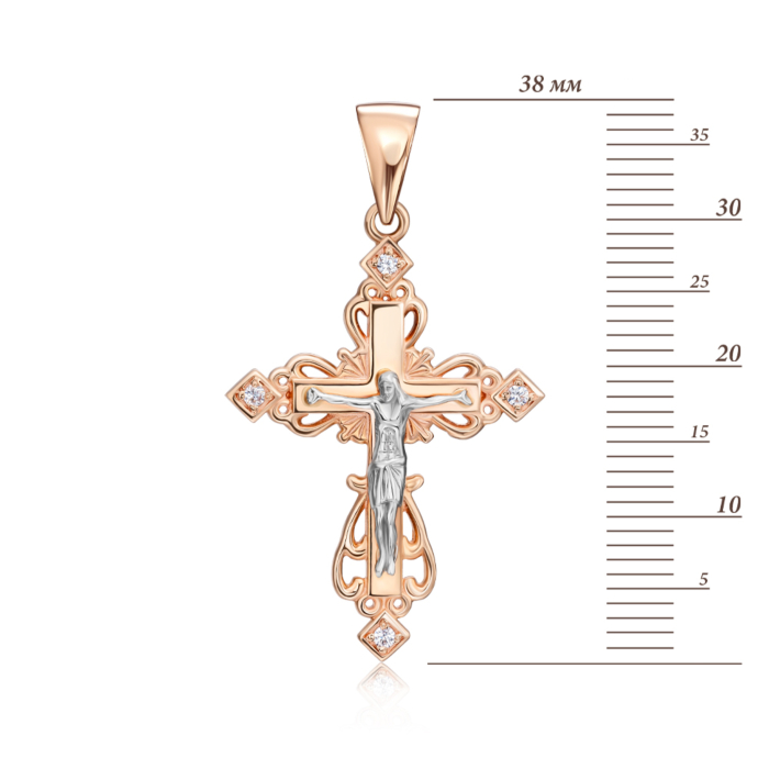 Золотий хрестик з фіанітами. Артикул 3866