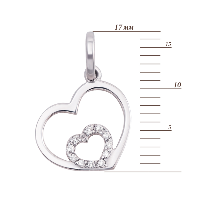 Золота підвіска «Серце» з фіанітами. Артикул 3875/б