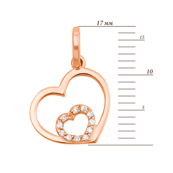 Золота підвіска «Серце» з фіанітами. Артикул 3875