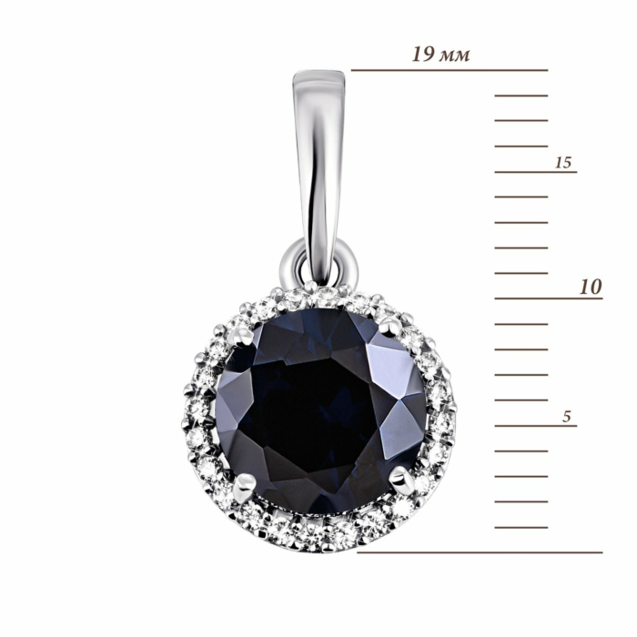 Срібна підвіска з гідротермальним сапфіром і фіанітами. Артикул UG53896р-NSPH
