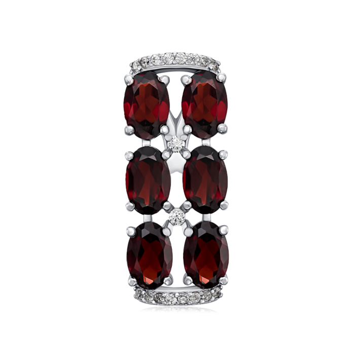 Срібна підвіска з гранатом та фіанітами. Артикул 3897р-GARN