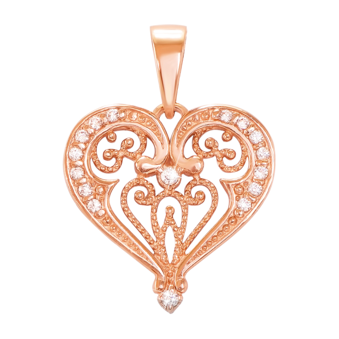 Золотая подвеска «Сердце» с фианитами. Артикул 3899