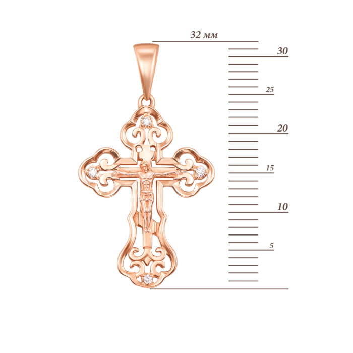 Золотий хрестик з фіанітами. Артикул 3910