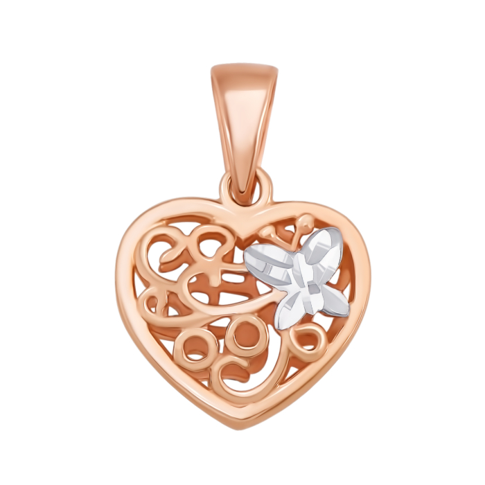 Золота підвіска «Серце» з алмазною гранню. Артикул 3917