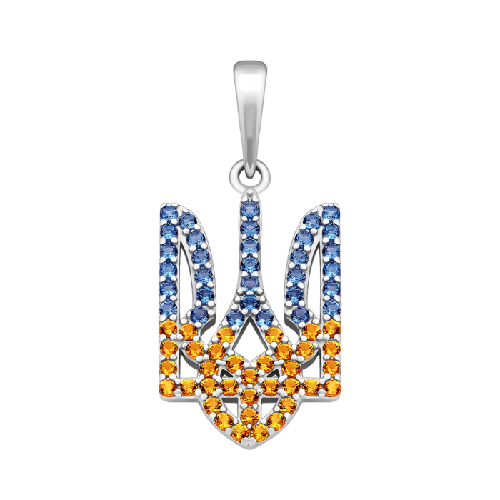 Срібна підвіска Герб України з фіанітами. Артикул UG539678