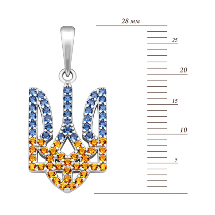 Срібна підвіска Герб України з фіанітами. Артикул UG539678