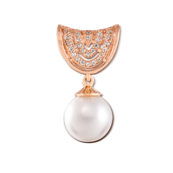 Золота підвіска з перлиною і фіанітами. Артикул 3985