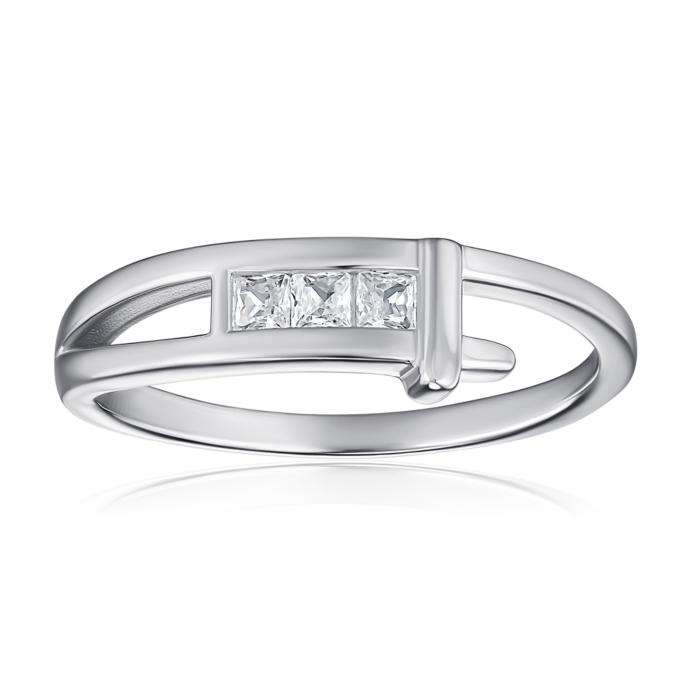 Срібна каблучка з фіанітами. Артикул 3RI70028-R/12/1