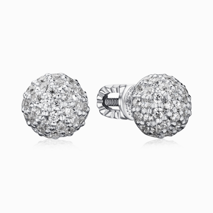 Срібні сережки-пусети з фіанітами с40003