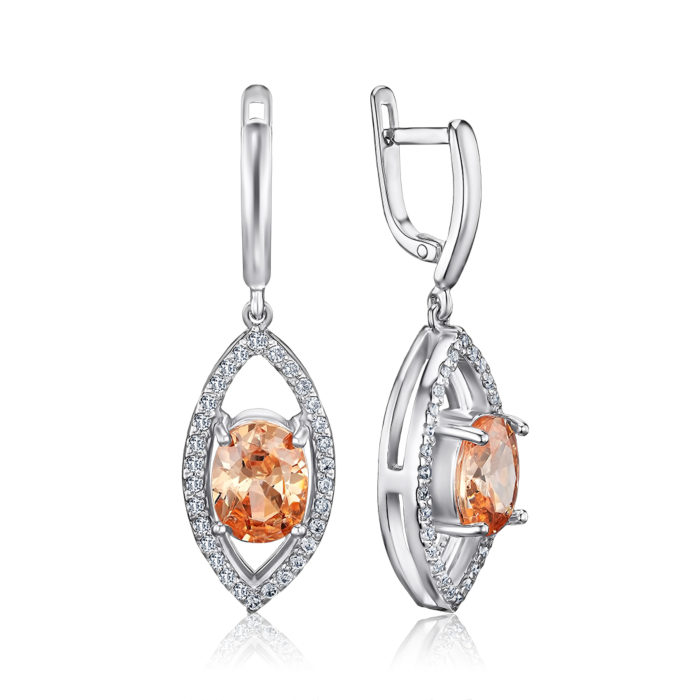 Срібні сережки з фіанітами с40018/ш