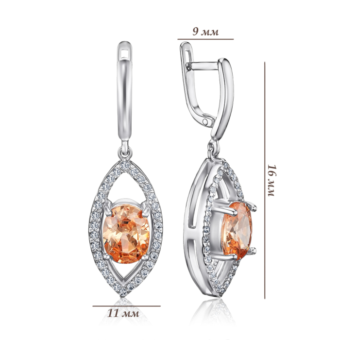 Срібні сережки з фіанітами с40018/ш