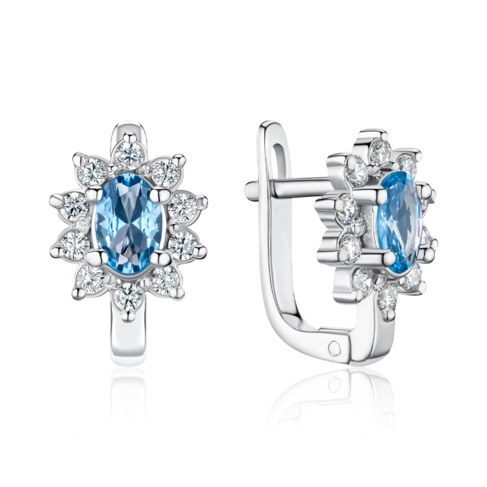 Серебряные серьги со шпинелью и фианитами. Артикул 40041/12/1/21201