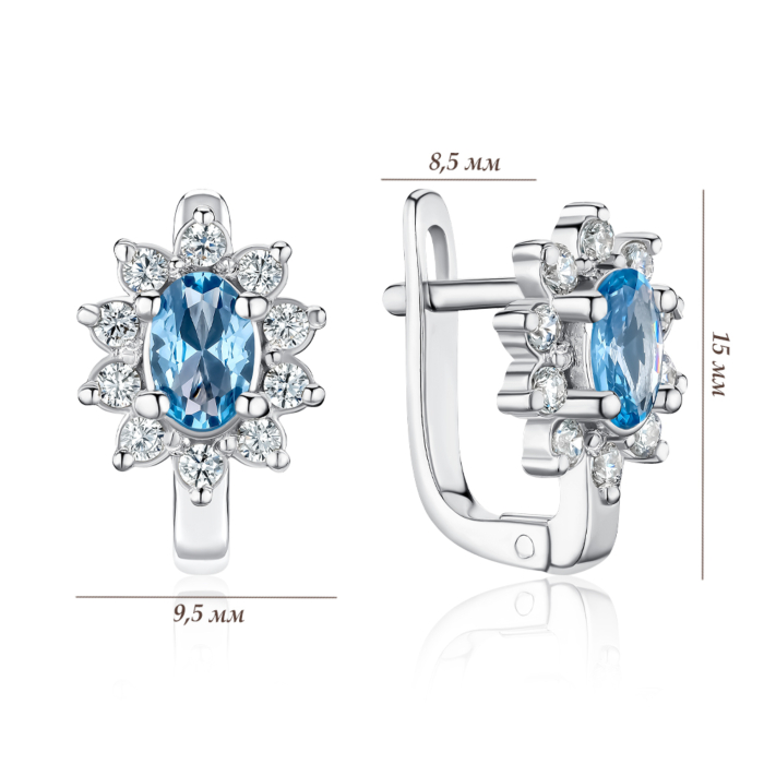 Серебряные серьги со шпинелью и фианитами. Артикул 40041/12/1/21201