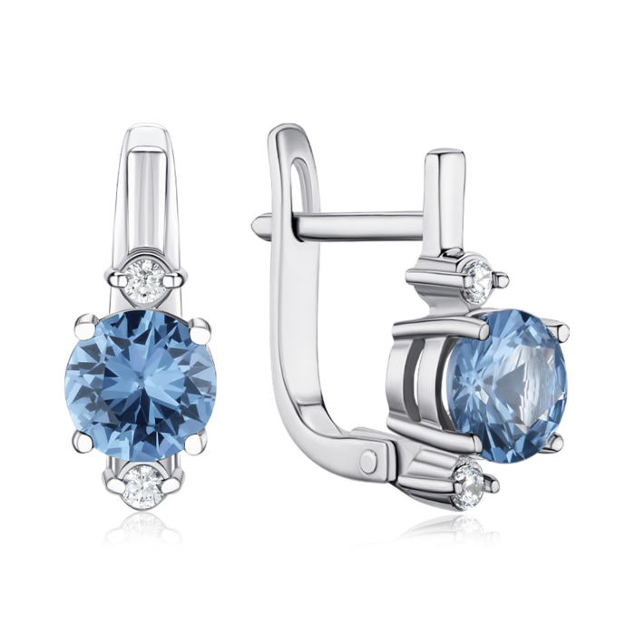 Серебряные серьги со шпинелью и фианитом 40043/12/1/21310