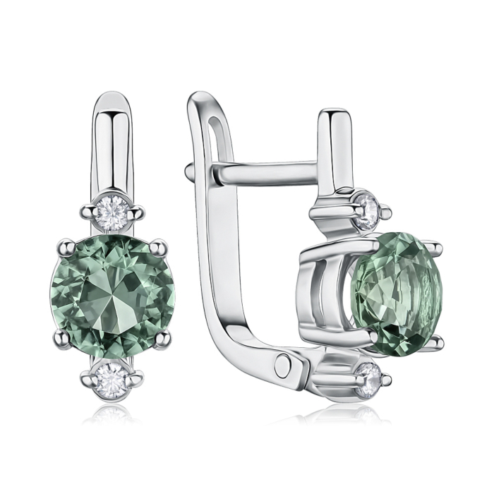 Серебряные серьги с кварцем и фианитами. Артикул 40043/12/1/3104