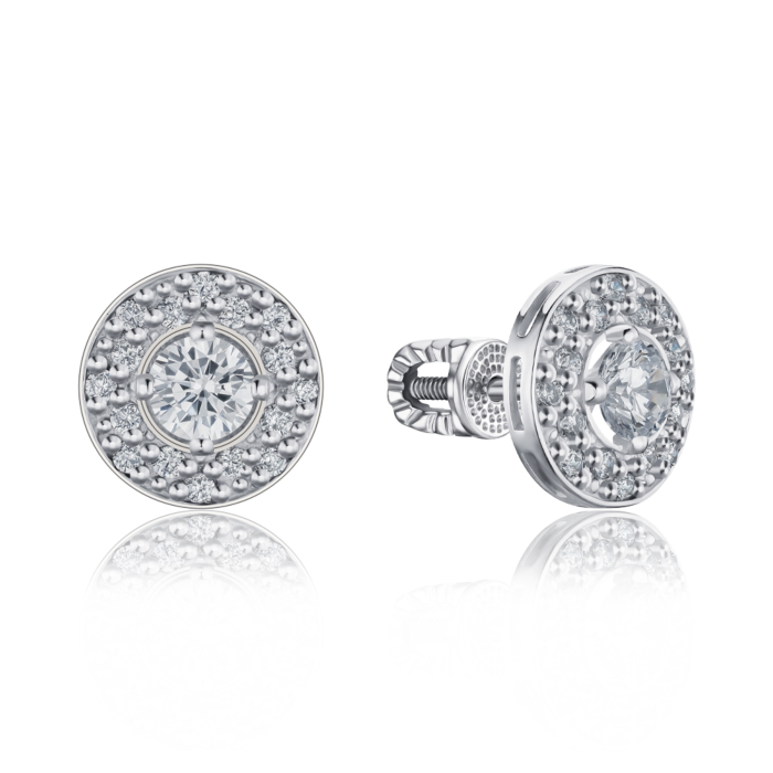 Срібні сережки-пусети з фіанітами с40045