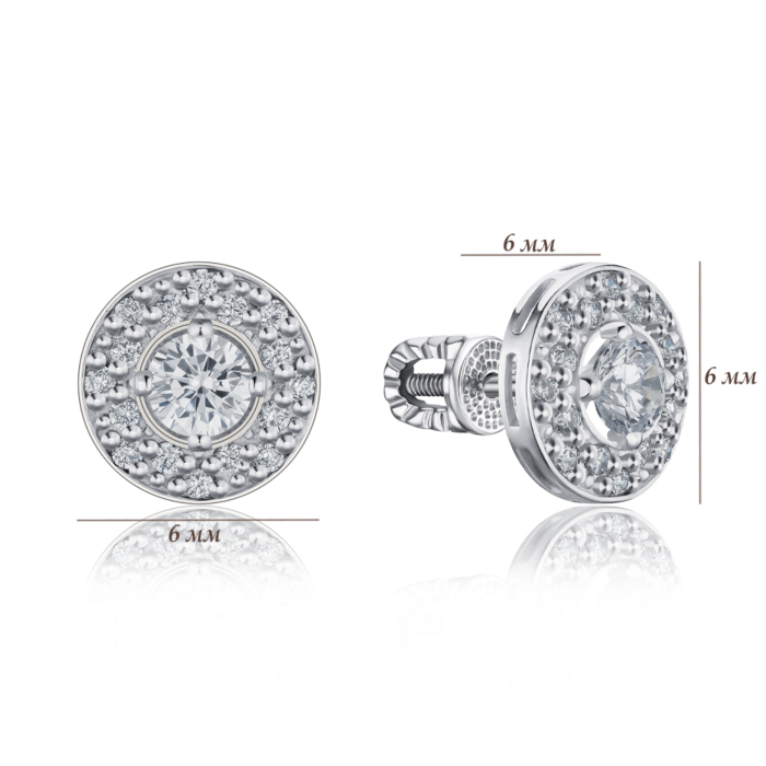 Срібні сережки-пусети з фіанітами с40045