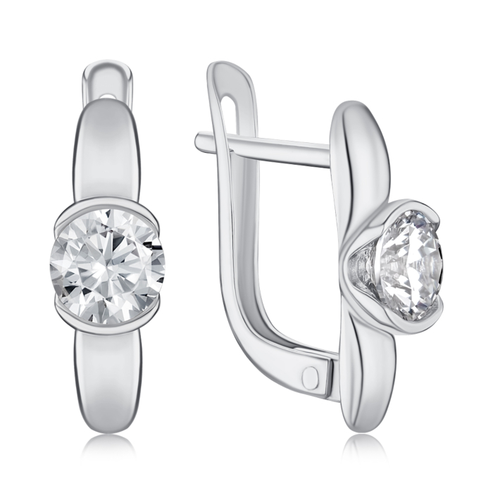 Срібні сережки з фіанітом с40058