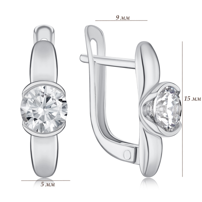 Срібні сережки з фіанітом с40058