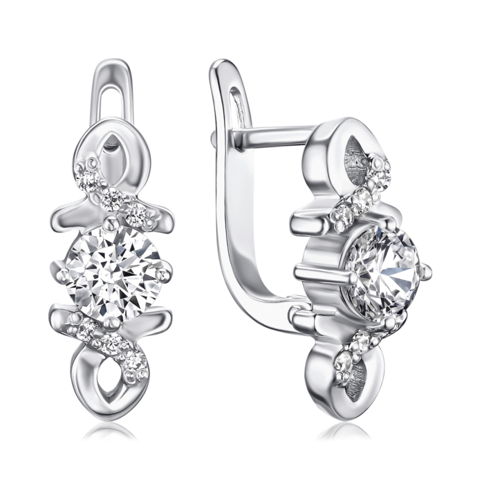 Срібні сережки з фіанітами с40059