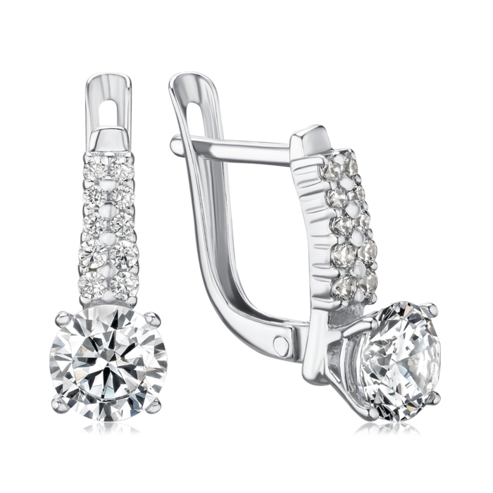 Срібні сережки з фіанітами с40064