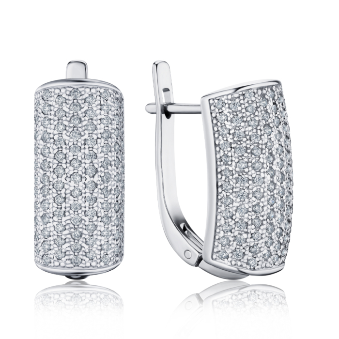 Срібні сережки з фіанітами с40065