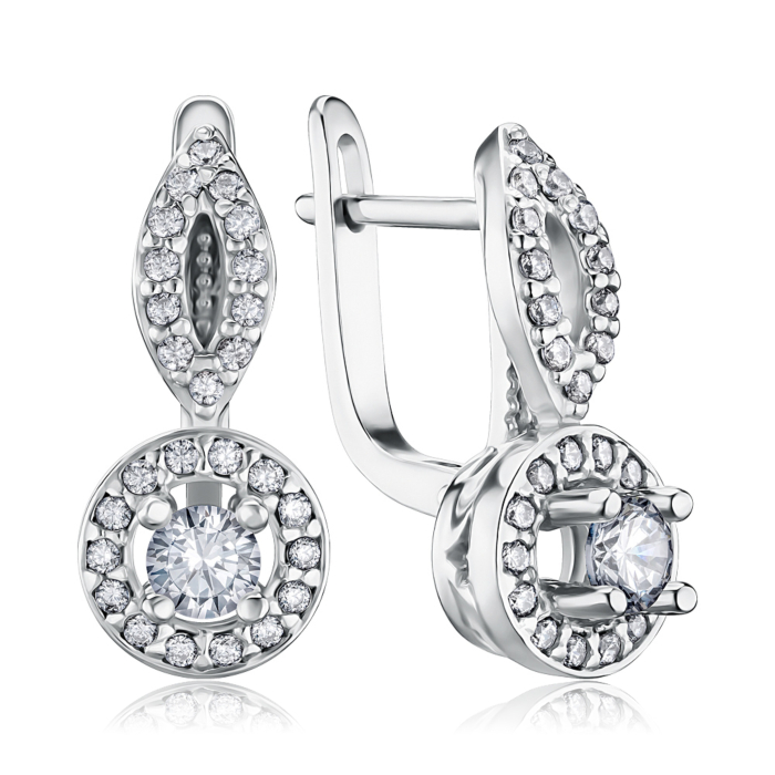 Срібні сережки з фіанітами с40071