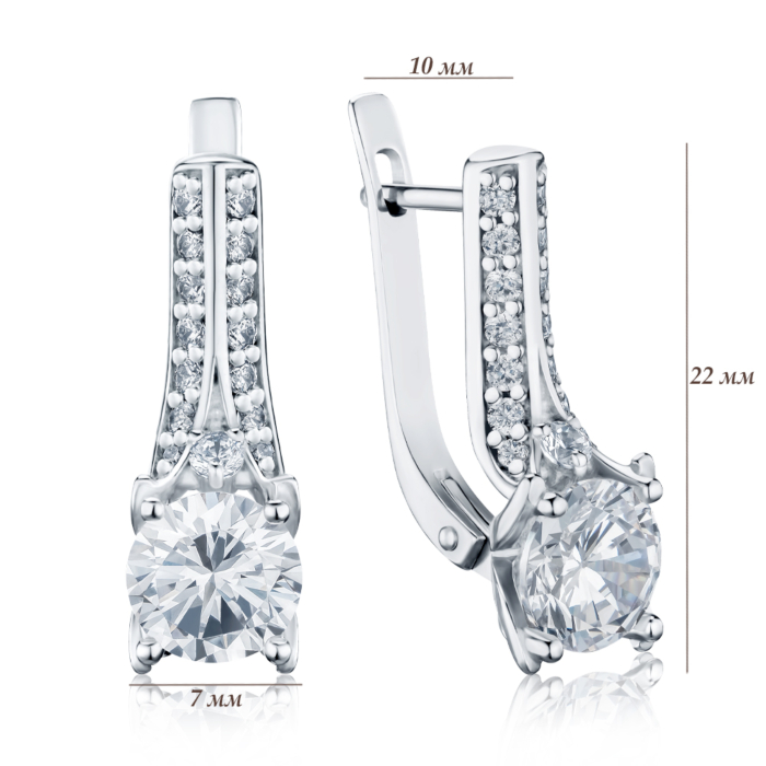 Серебряные серьги с фианитами с40077