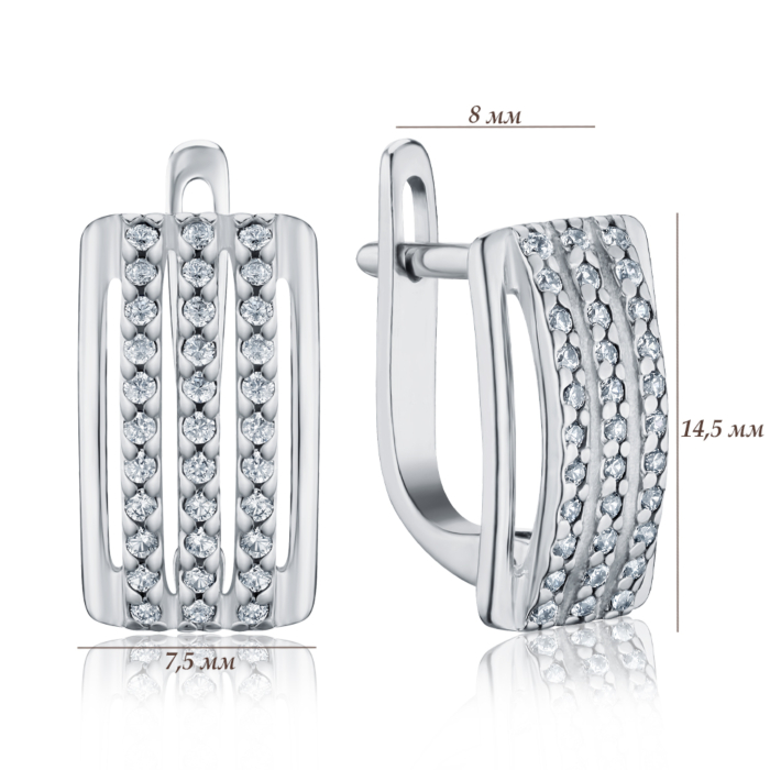 Серебряные серьги с фианитами с40098