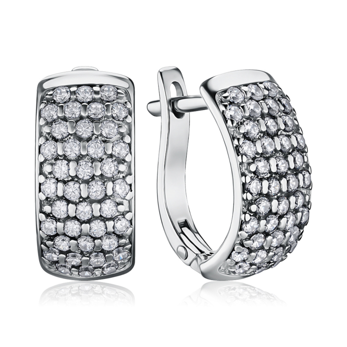 Срібні сережки з фіанітами с40114