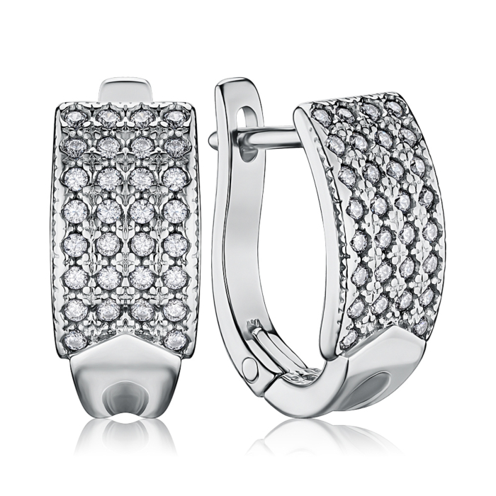 Срібні сережки з фіанітами с40117