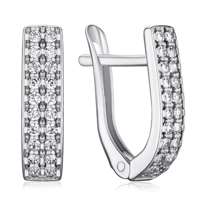 Серебряные серьги с фианитами с40126