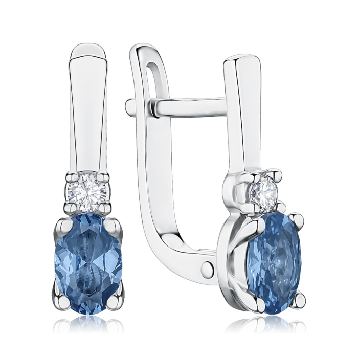 Срібні сережки з шпінеллю та фіанітом. Артикул 40130/12/1/21283