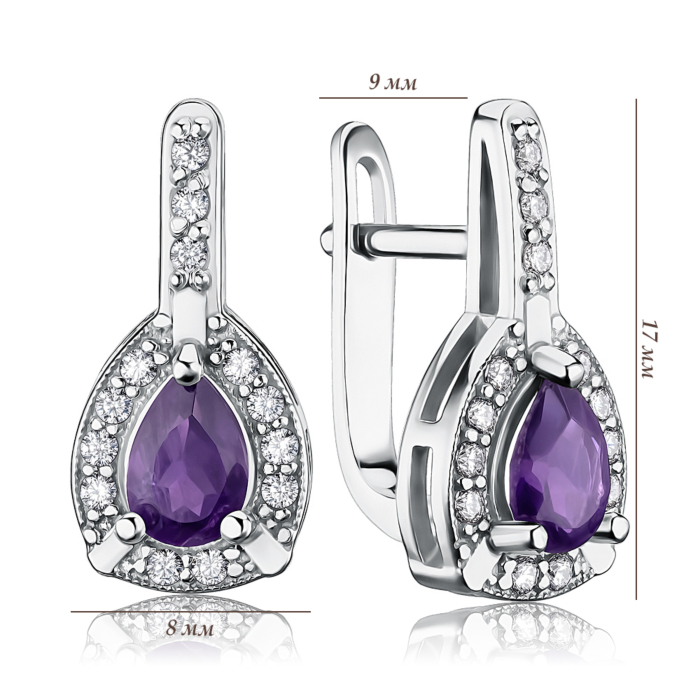 Срібні сережки з аметистом. Артикул 40134/12/1/5794
