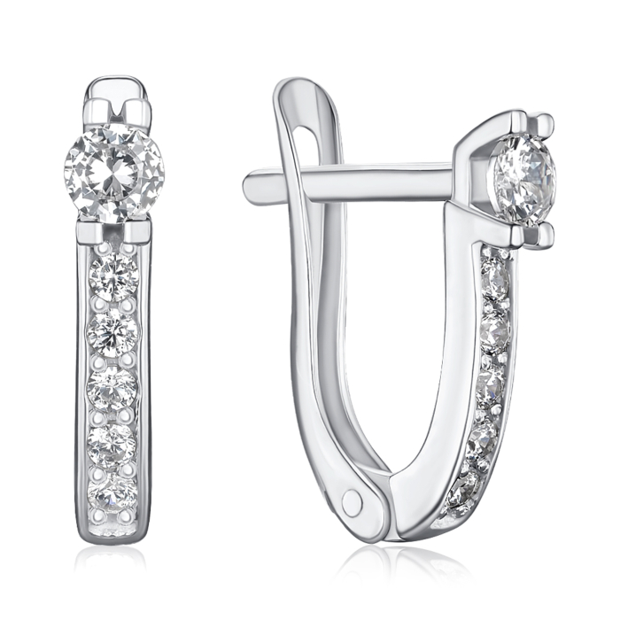Серебряные серьги с фианитами с40137