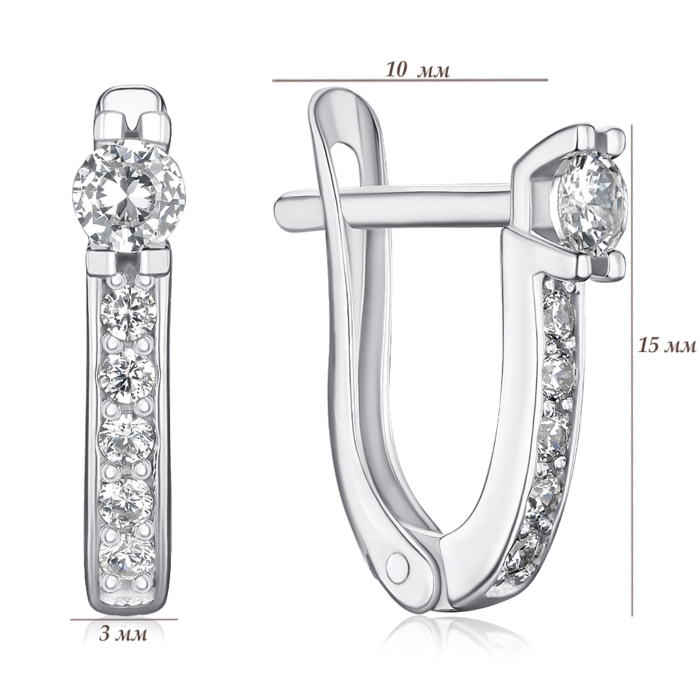 Серебряные серьги с фианитами с40137