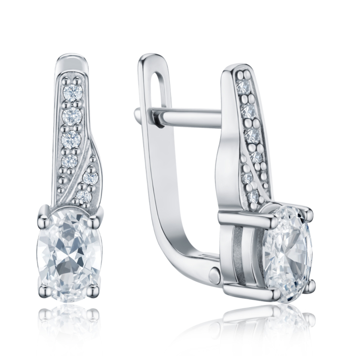 Срібні сережки з фіанітами с40145